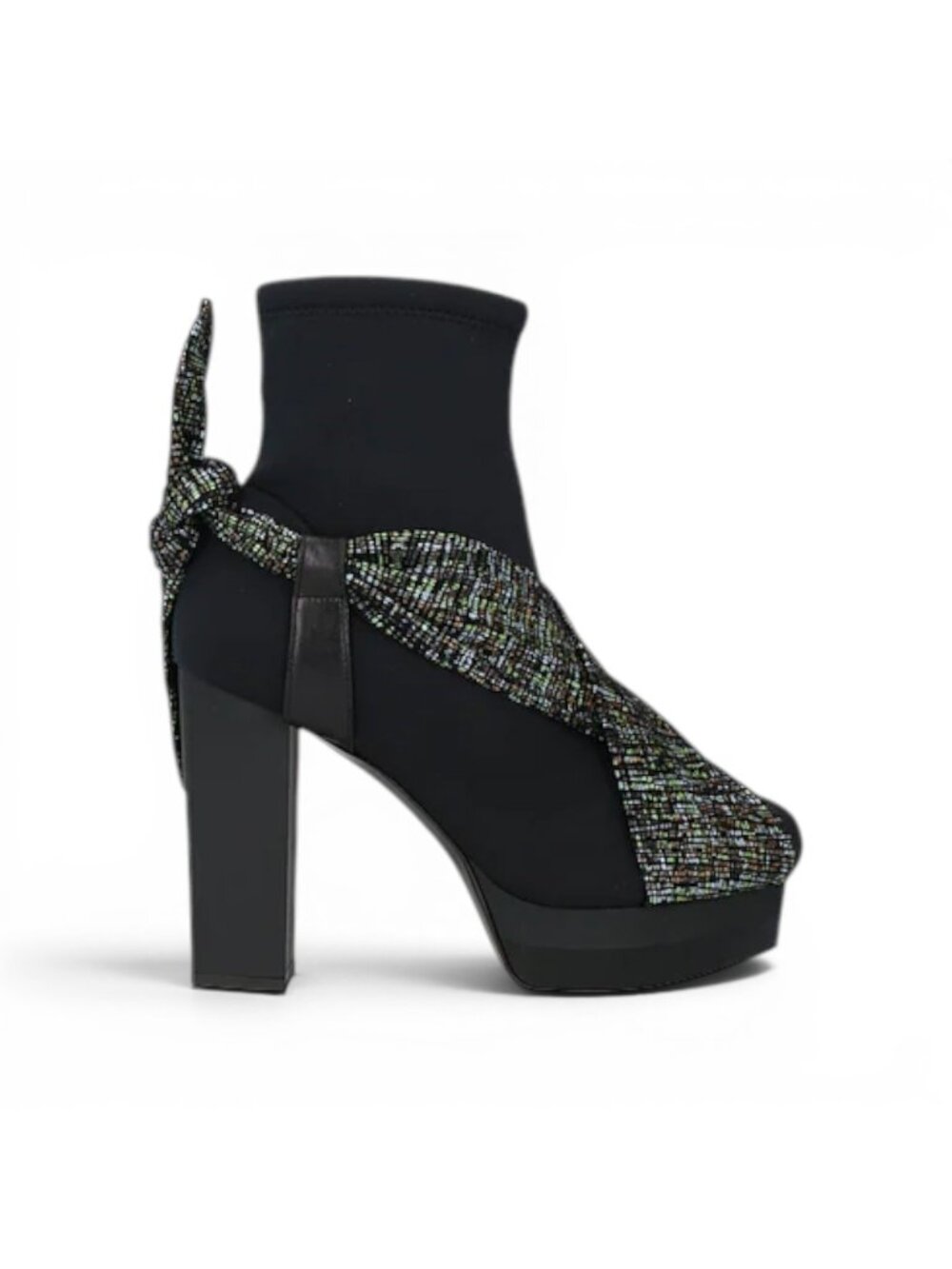 Pollini Tweed Sock Ankle Boots Women's US 8 EU 38 Multicolor Italy NIB